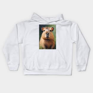 Cute Capybara Face Oil Painting Art Kids Hoodie